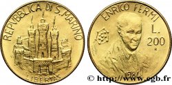 SAN MARINO 200 Lire les trois tours / “la science pour l’homme”, Enrico Fermi 1984 Rome - R