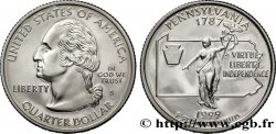 ÉTATS-UNIS D&nbsp;AMÉRIQUE 1/4 Dollar Proof Pennsylvanie : statue &nbsp;Commonwealth&nbsp; située au sommet du dôme du capitole de Harrisburg et contour de l’état 1999 San Francisco - S