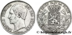 BELGIQUE 5 Francs Léopold Ier tête nue 1853 