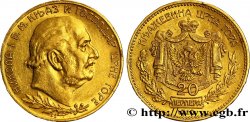 MONTENEGRO 20 Perpera NICOLAS Ier / manteau d’armes couronné 1910  TTB+ 