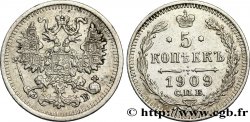RUSIA 5 Kopecks aigle bicéphale 1909 Saint-Petersbourg