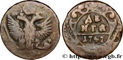 RUSSIA 1 Denga (1/2 Kopeck) aigle bicéphale 1747 Moscou ou Ekaterinbourg