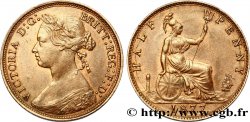 ROYAUME-UNI 1/2 Penny Victoria “Bun Head” 1877  TTB 