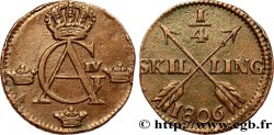 SWEDEN 1/4 Skilling monogramme du roi Gustave IV Adolphe 1806  XF 