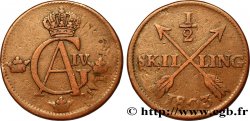 SUÈDE 1/2 Skilling monogramme du roi Gustave IV Adolphe 1803 