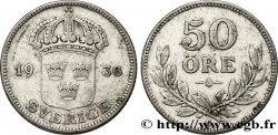 SUÈDE 50 Ore écu couronné - Gustave V 1936 