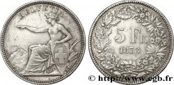 SUISSE 5 Francs Helvetia assise à l’écu 1873 Berne TTB 