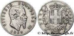ITALIE 5 Lire Victor Emmanuel II 1869 Milan