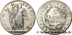 ITALIE - RÉPUBLIQUE SUBALPINE 5 Francs Gaule Subalpine figures allégoriques de la Gaule Subalpine et de la France 1801 an 10 Turin