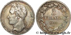 BELGIQUE 5 Francs Léopold Ier tête laurée 1848 