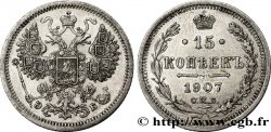 RUSSIA 15 Kopecks aigle bicéphale 1907 Saint-Petersbourg XF 