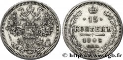 RUSSIE 15 Kopecks aigle bicéphale 1908 Saint-Petersbourg TB+ 