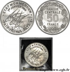 CAMEROUN Essai 50 Francs Etat du Cameroun, commémoration de l’indépendance, antilopes 1960 Paris
