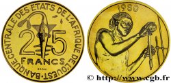 STATI DI L  AFRICA DE L  OVEST Essai de 25 Francs masque / femme F.A.O. 1980 Paris