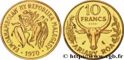 MADAGASCAR Essai de 10 Francs - 2 Ariary buffle / fleurs 1970 Paris