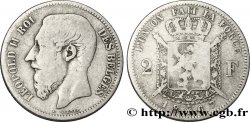 BELGIQUE 2 Francs Léopold II légende française 1867 