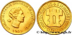 LUSSEMBURGO Médaille en or Grande-Duchesse Charlottte, module de 20 Francs or 1963 Bruxelles