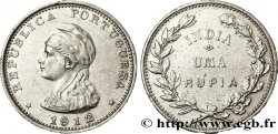 PORTUGUESE INDIA 1 Roupie allégorie de la République Portugaise 1912 