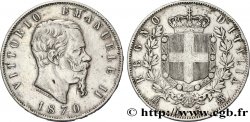 ITALIA 5 Lire Victor Emmanuel II 1870 Milan
