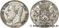 BELGIUM 5 Francs Léopold II / Écu couronné 1870 