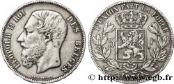 BÉLGICA 5 Francs Léopold II  1874 