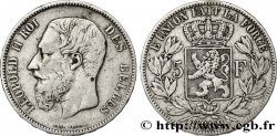 BELGIEN 5 Francs Léopold II / Écu couronné 1869 