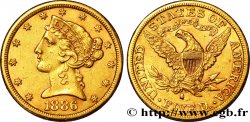 ÉTATS-UNIS D&nbsp;AMÉRIQUE 5 Dollars &nbsp;Liberty&nbsp; 1886 San Francisco - S