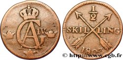 SUECIA 1/2 Skilling monogramme du roi Gustave IV Adolphe 1803 