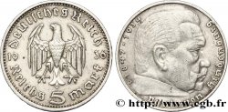 DEUTSCHLAND 5 Reichsmark Aigle / Maréchal Paul von Hindenburg 1938 Stuttgart - F