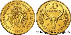 MADAGASCAR 10 Francs - 2 Ariary buffle / fleurs 1970 Paris