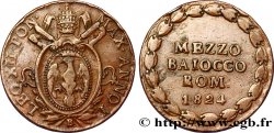 VATIKANSTAAT UND KIRCHENSTAAT 1/2 Baiocco 1824 Bologne SS 