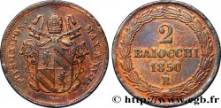 VATICAN AND PAPAL STATES 2 Baiocchi au nom de Pie IX an IV 1850 Rome VF 