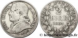 VATICAN ET ÉTATS PONTIFICAUX 2 Lire Pie IX an XXII 1867 Rome