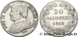 VATICAN ET ÉTATS PONTIFICAUX 20 Baiocchi 1863 Rome TB 