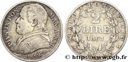 VATICAN ET ÉTATS PONTIFICAUX 2 Lire Pie IX 1867 Rome