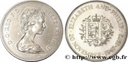 ROYAUME-UNI 25 New Pence (1 Crown) 25e anniversaire de mariage d’Elisabeth II 1972 