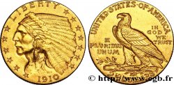 ÉTATS-UNIS D AMÉRIQUE 2 1/2 Dollars or (Quarter Eagle) type “tête d’indien”  1910 Philadelphie