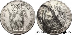 ITALIE - RÉPUBLIQUE SUBALPINE 5 Francs Gaule Subalpine figures allégoriques de la Gaule Subalpine et de la France 1801 an 10 Turin
