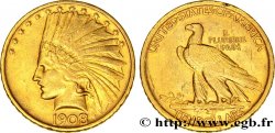 ESTADOS UNIDOS DE AMÉRICA 10 Dollars or  Indian Head , 2e type 1908 Philadelphie