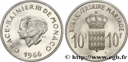 MONACO 10 Francs Proof argent, dixième anniversaire du mariage 1966 Paris