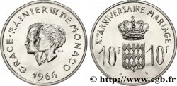 MONACO 10 Francs argent, dixième anniversaire du mariage 1966 Paris