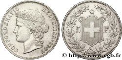 SVIZZERA  5 Francs Helvetia buste 1907 Berne - B