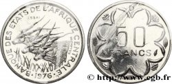 ÉTATS DE L&nbsp;AFRIQUE CENTRALE Essai de 50 Francs antilopes lettre ‘D’ Gabon 1976 Paris