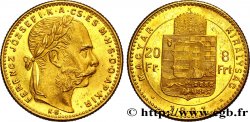 UNGARN 20 Francs or ou 8 Forint, 2e type François-Joseph Ier 1891 Kremnitz