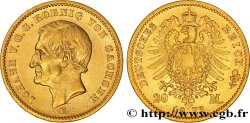 ALEMANIA - SAJONIA 20 Mark Royaume de Saxe : Jean, roi de Saxe / aigle impérial 1872 Dresde - E