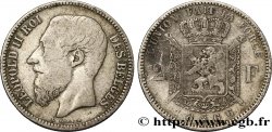 BELGIQUE 2 Francs Léopold II légende française 1866 