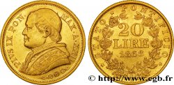 VATICAN ET ÉTATS PONTIFICAUX 20 Lire Pie IX an XXII 1868 Rome TTB 