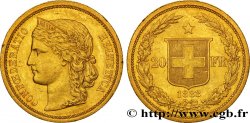 SUIZA 20 Francs buste diadémé d Helvetia 1883 Berne
