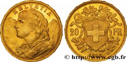 SWITZERLAND 20 Francs or buste diadémé d Helvetia / croix suisse 1898 Berne - B