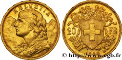 SWITZERLAND 20 Francs or  Vreneli  jeune fille / croix suisse 1903 Berne